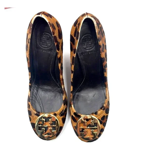 Tory Burch Shoes Tory Burch Leopard Print Fur Sophie Wedges Sz